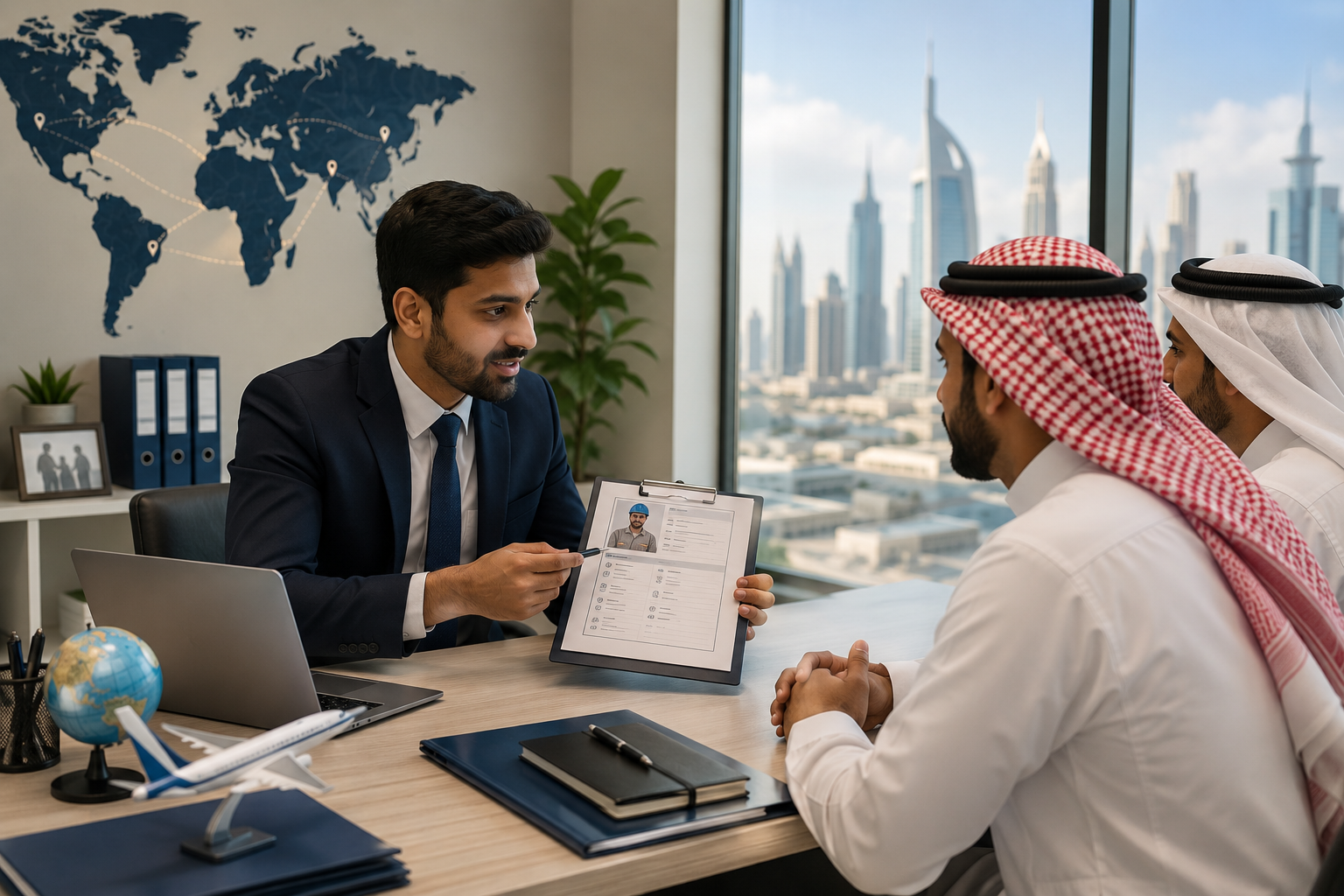Recruitment consultants interviewing skilled Indian professionals for Saudi Arabia jobs